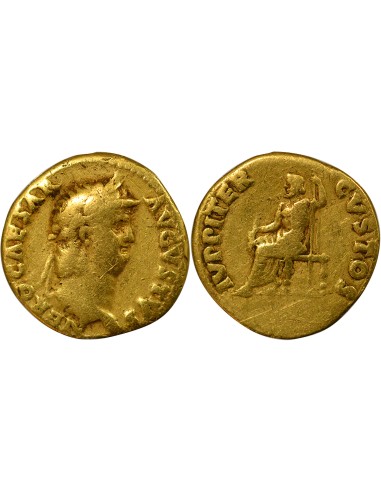 Rome Empire Néron Jupiter Assis 1 aureus Or 64-65 R Rome
