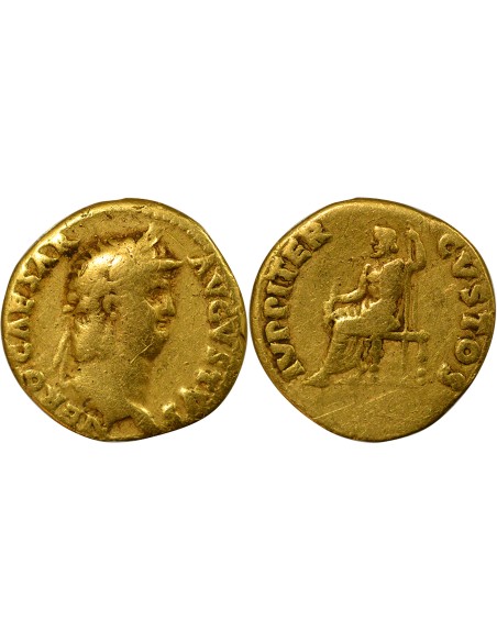 Rome Empire Néron Jupiter Assis 1 aureus Or 64-65 R Rome