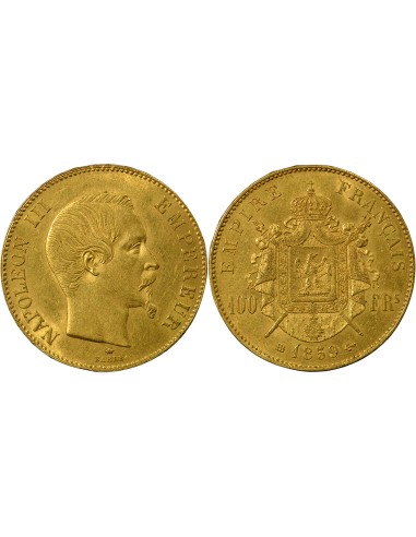 Napoléon III Tête nue 100 francs Or 1859 BB Strasbourg