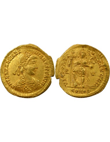 Rome Empire Valentinien II Empereur debout 1 solidus Or 430-445 Ravenna
