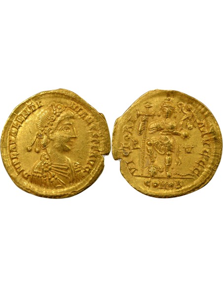 Rome Empire Valentinien II Empereur debout 1 solidus Or 430-445 Ravenna
