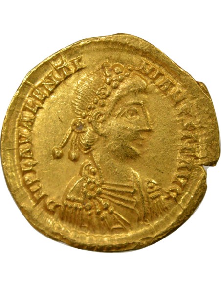 Rome Empire Valentinien II Empereur debout 1 solidus Or 430-445 Ravenna