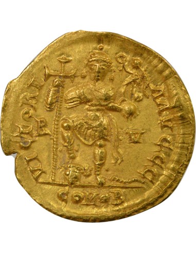 Rome Empire Valentinien II Empereur debout 1 solidus Or 430-445 Ravenna