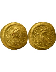 Empire Byzantin Justinien Ier Victoire assise 1 semissis Or 527-565 Constantinople