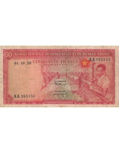 Congo Belge 50 Francs - 1959 - P.32 10 francs 1959