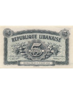 Liban 5 Piastres - 1942 - Annulé - P.34 5 piastres 1942 2