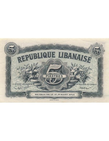 Liban 5 Piastres - 1942 - Annulé - P.34 5 piastres 1942