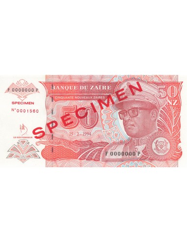 Zaïre 50 Nouveaux Zaïres - 15-02-1994 - Specimen - P.59 50 nvx zaires 1994