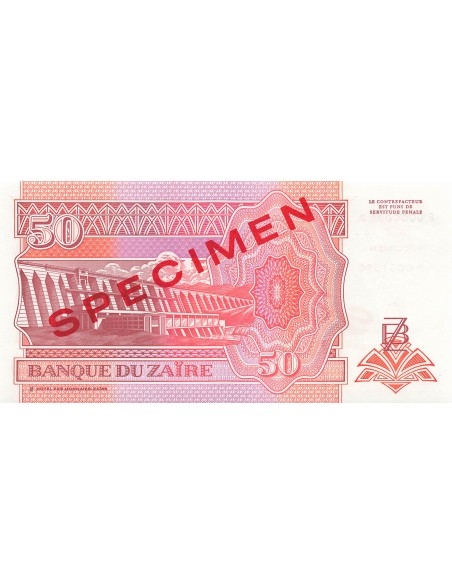 Zaïre 50 Nouveaux Zaïres - 15-02-1994 - Specimen - P.59 50 nvx zaires 1994