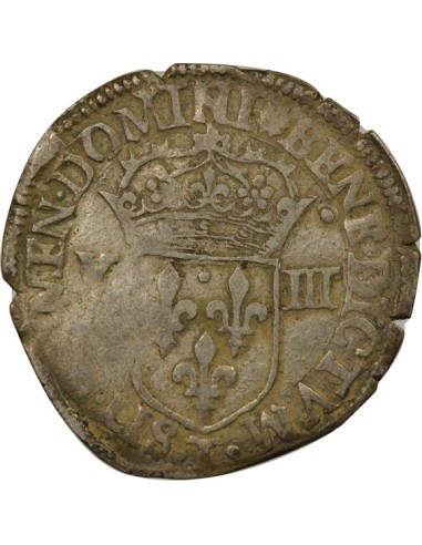 Henri III Croix de Face 1/8 écu Argent 1582 T Nantes