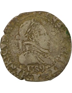 Henri III au Col Plat 1/4 franc Argent 1589 K Bordeaux 2