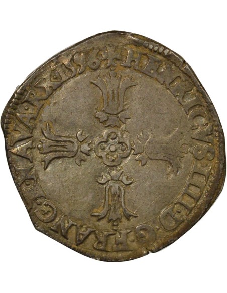 Roi de Navarre et de France Croix Feuillue 1/4 écu Argent 1596 L Bayonne