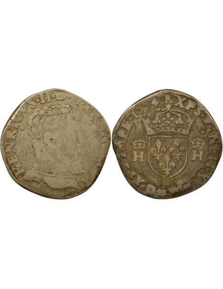 Henri II 5e Type 1 teston Argent 1554 M Toulouse