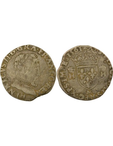 Henri II au nom de Henri II 1 teston Argent 1561 M Toulouse