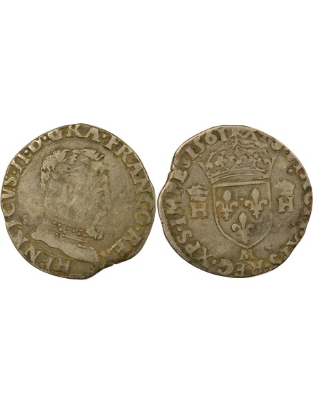 Henri II au nom de Henri II 1 teston Argent 1561 M Toulouse