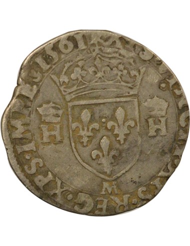Henri II au nom de Henri II 1 teston Argent 1561 M Toulouse