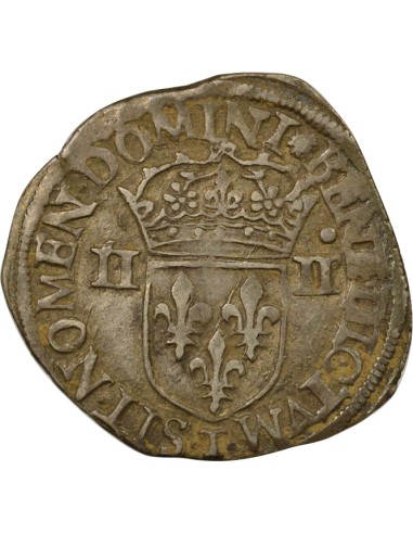 Henri III Croix de Face 1/4 écu Argent 1589 T Nantes