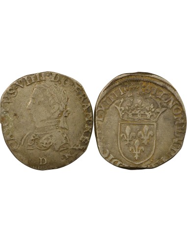 Charles IX 6e Type 1 teston Argent 1564 D Lyon