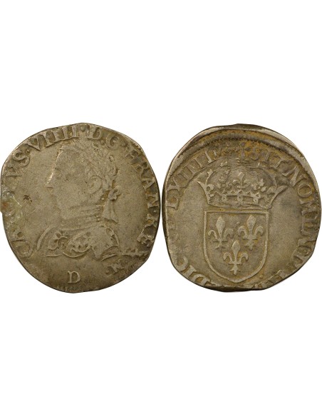Charles IX 6e Type 1 teston Argent 1564 D Lyon