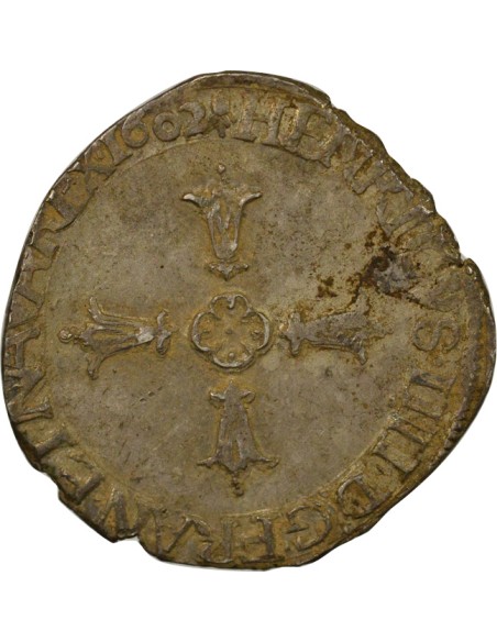 Roi de Navarre et de France Croix Feuillue 1/4 écu Argent 1602 H La Rochelle