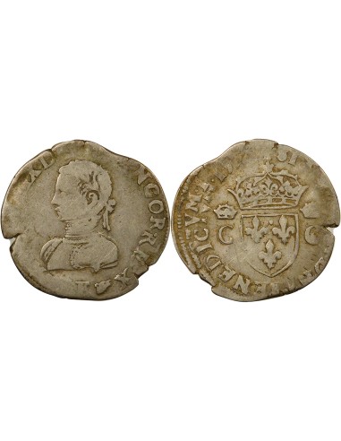 Charles IX 2e Type 1/2 teston Argent 1574-1575 F Angers