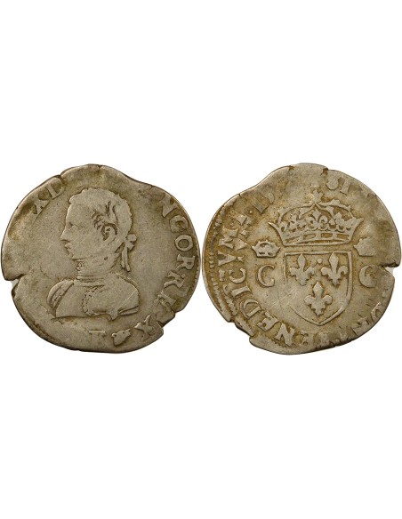 Charles IX 2e Type 1/2 teston Argent 1574-1575 F Angers