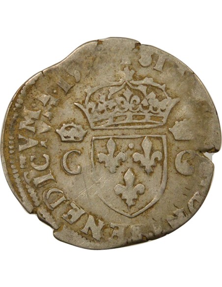 Charles IX 2e Type 1/2 teston Argent 1574-1575 F Angers