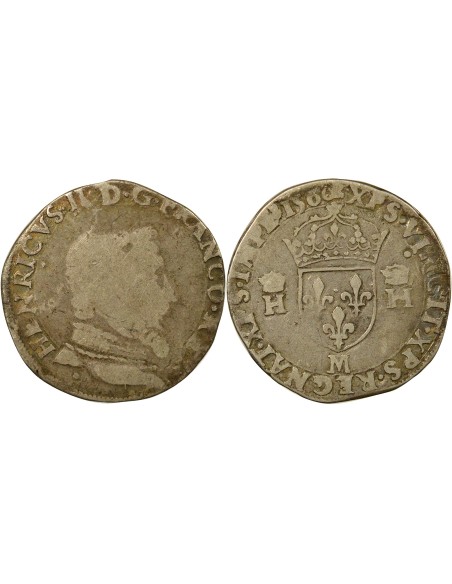Henri II 5e Type 1 teston Argent 1560 M Toulouse