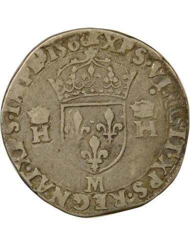 Henri II 5e Type 1 teston Argent 1560 M Toulouse