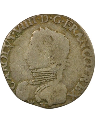 Charles IX 2e Type 1/2 teston Argent 1574 E Tours