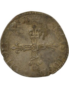 Henri III Croix de Face 1/4 écu Argent 1588 B Rouen 2