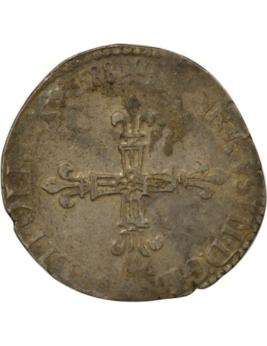 Henri III Croix de Face 1/4 écu Argent 1588 B Rouen