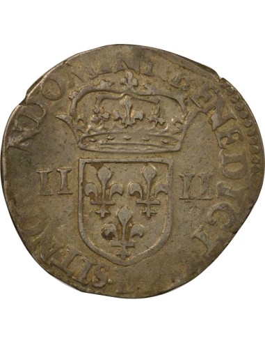 Henri III Croix de Face 1/4 écu Argent 1588 B Rouen