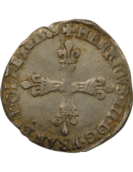Henri III Croix de Face 1/4 écu Argent 1589 A - Paris