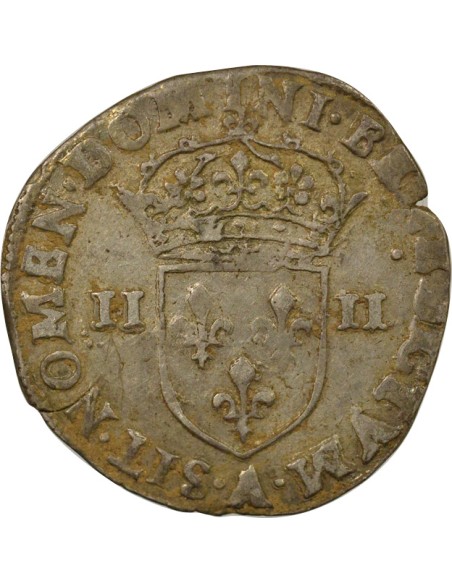 Henri III Croix de Face 1/4 écu Argent 1589 A - Paris