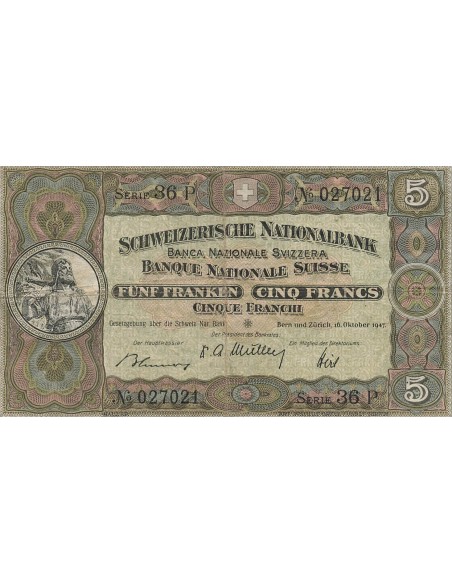 Suisse 5 Francs - 16-10-1947 - P.11m 5 francs 1947