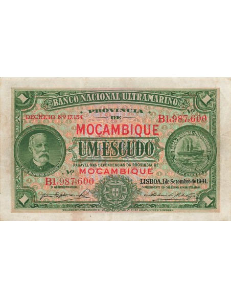 Mozambique 1 Escudo - 01-09-1941 - P.81 1 escudo 1941