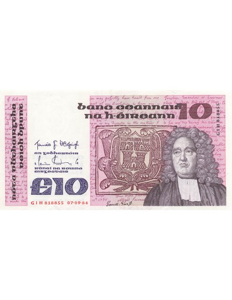 Irlande 10 Pounds - Jonathan Swift - 1984 - P.72b 10 pounds 1984