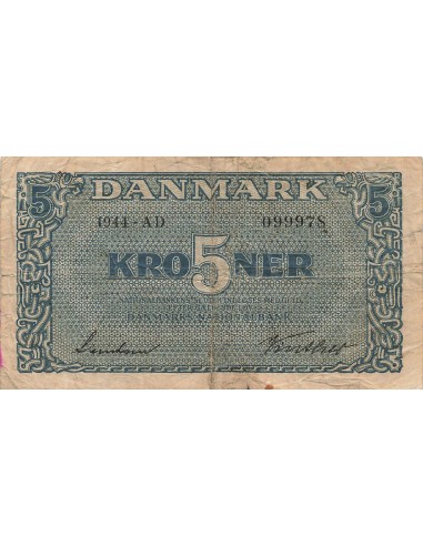 Danemark 5 Kroner - 1944 - P.35a 5 kroner 1944