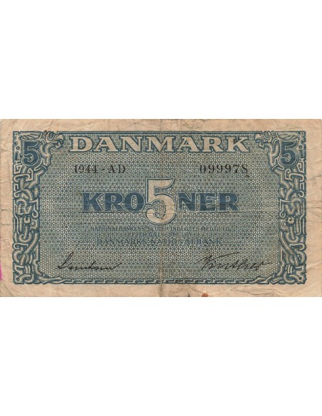 Danemark 5 Kroner - 1944 - P.35a 5 kroner 1944