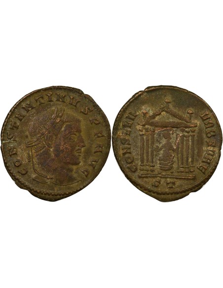 Rome Empire Constantin Ier Temple Hexastyle 1 ae Cuivre 308 Ticinum