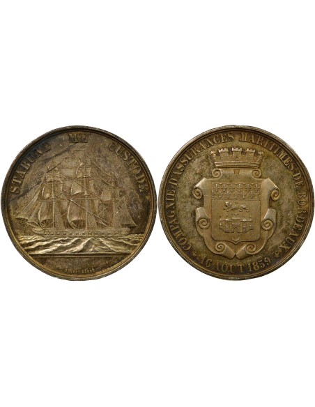 Compagnie d'Assurances Maritimes de Bordeaux 1 jeton Argent 1859 (1859-1860)