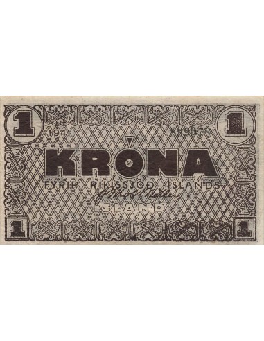 Islande 1 Krona - 1941 - Brun - P.22f 1 krona 1941