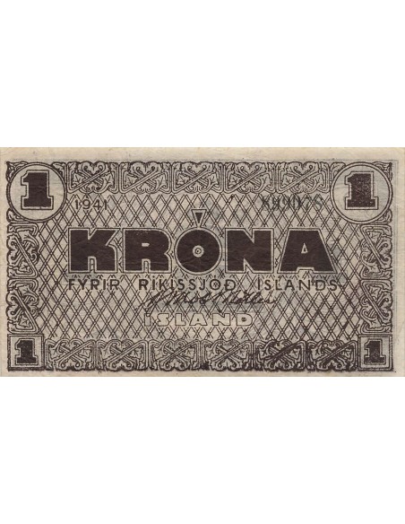 Islande 1 Krona - 1941 - Brun - P.22f 1 krona 1941