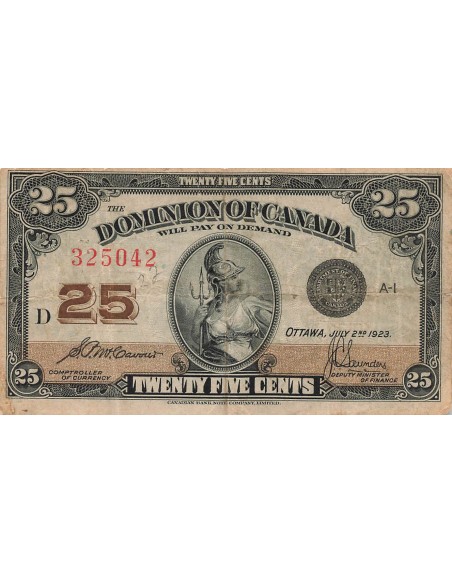 Canada 25 Cents - Britannia - 02-07-1923 - P.11b 25 cents 1923