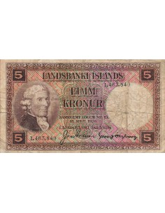 Islande 5 Kronur - Jon Eriksson - 15-04-1928 - P.27 5 kronur 1928