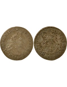 Louis XIV aux Deux L 4 sols Argent 1692 M Toulouse