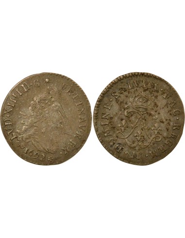 Louis XIV aux Deux L 4 sols Argent 1692 M Toulouse