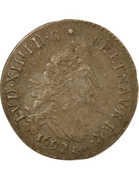 Louis XIV aux Deux L 4 sols Argent 1692 M Toulouse