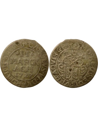 Etats Allemands (Aix-La-Chapelle) Charles VI du Saint Empire Charles VI - 2 Marks Argent - 1727 2 mark Argent 1727